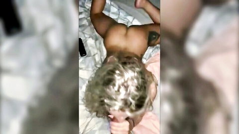 Nude blonde with tattoos poses ass up on bed in recruitment scene