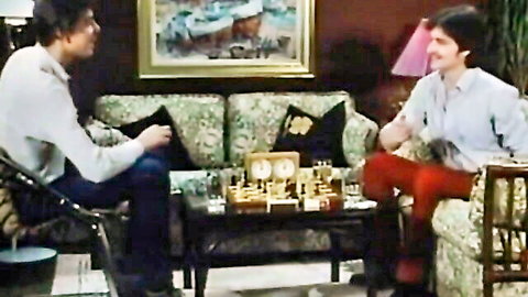 Vintage chess scene with two men in Horny Foursome adult film