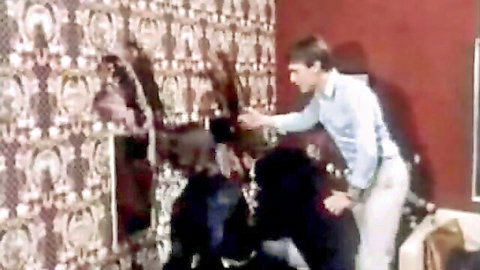 Vintage retro porn with man dominating two women in 70s style encounter