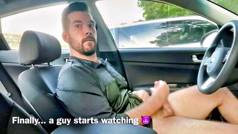 Jay Mason masturbating in car, caught by watcher but keeps going during cruise
