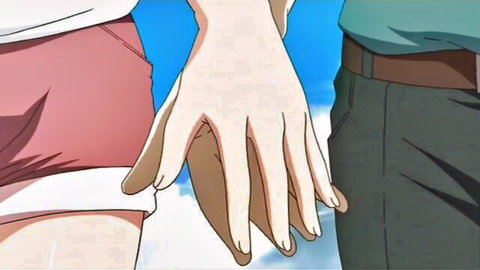 Anime couple holding hands, teasing big assed blonde brunette redhead MILF housewives needing cock