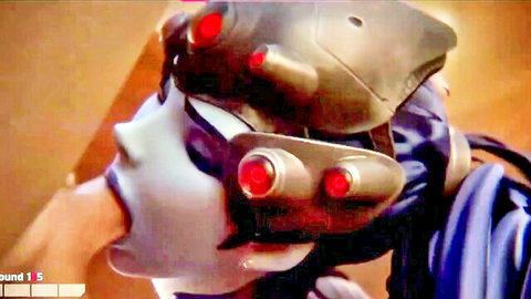 Widowmaker cosplay slut deepthroating cock in video game porn compilation