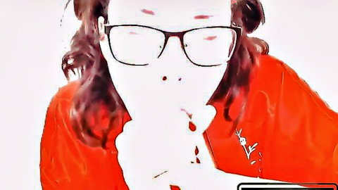 Sexy brunette with glasses in red top, teasing for over 300 cumshots ultimate