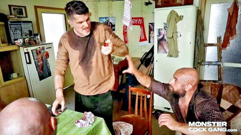 Perverse cousins confront hot neighbor in intense kitchen standoff, Monster Cock Gang E06