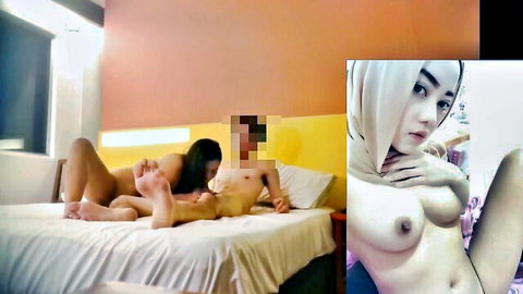 Indonesian hijab beauty shrieks in ecstasy during deep penetration