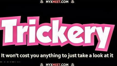 Promotional banner with pink 'Trickrickery' text advertising myxxfeet.com free peek