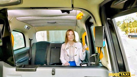 Valentina Love in FakeTaxi, blonde babe in taxi smiling seductively