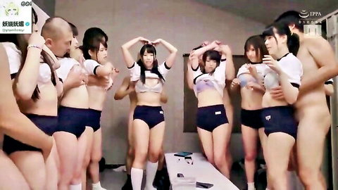 Japanese schoolgirls in time-stop group sex orgy, uncensored JAV