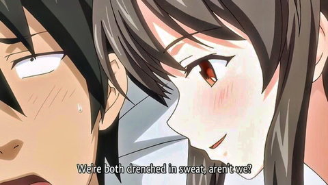 Petite hentai landlady and muscular tenant in sweaty anime embrace