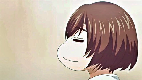 Busty hentai mom smiling sideways in white blouse, anime style