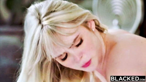 Lilly Bell pale blonde topless in Blacked BBC interracial scene