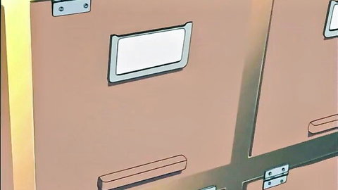 Bible Black hentai thumbnail: academy filing cabinets in school setting