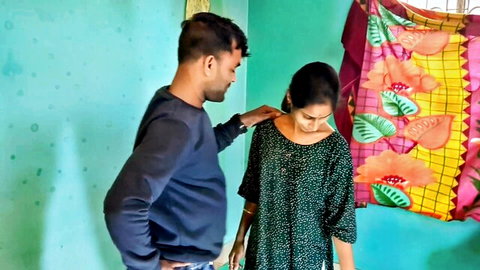 Indian man touches desi woman's shoulder intimately in homemade South Asian tease