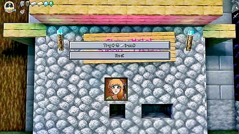 Minecraft gloryhole wall with redhead anime gamer girl portrait for blowjobs