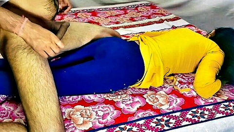 Desifilmy45 Indian step-brother gropes step-sister's ass in leggings