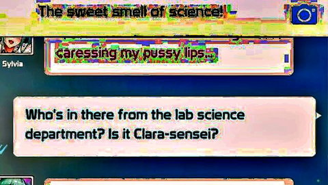 Anime Sylv caressing pussy lips in lab science scene with Clara-sensei