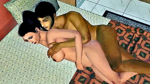 Busty nude Indian woman fucked missionary by muscular brown guy with big tits exposed