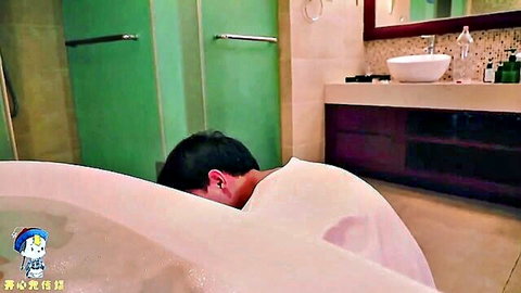 Chinese fit girl in robe after brother-in-law sex in bathroom