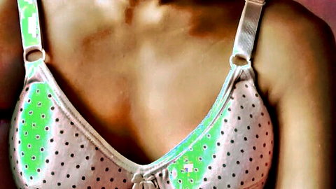 Indian village girl prasad79 in sexy pink polka dot bra, homemade tease