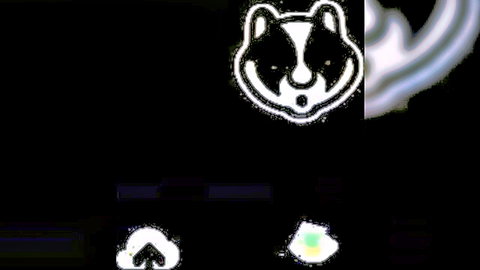 Cartoon badger mascot with smoky effects on black background, adult video thumbnail