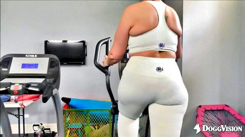 TeeTee PAWG MILF big ass workout in tight white leggings