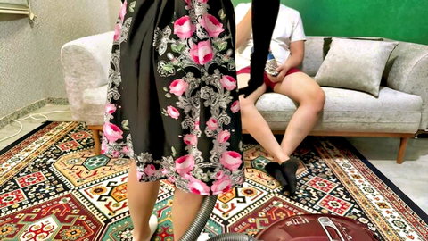 Khalesexii in floral dress teases Dafijon in underwear during foreplay