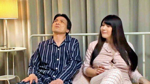 Chitose Saegusa as cheating wife in intimate pajama moment with lover