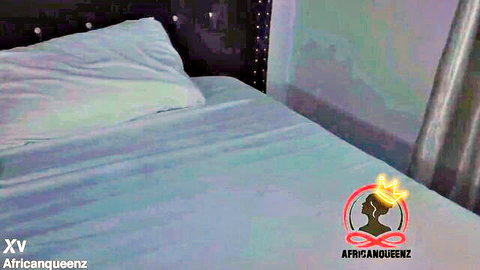 Empty white bed in AfricanQueenz bedroom ready for ebony fucking and big cock action