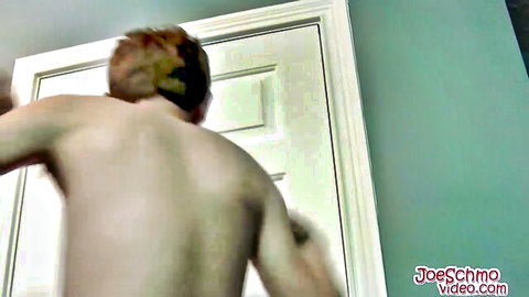 Budding Woody nude from behind, muscular redhead showing off for daddy