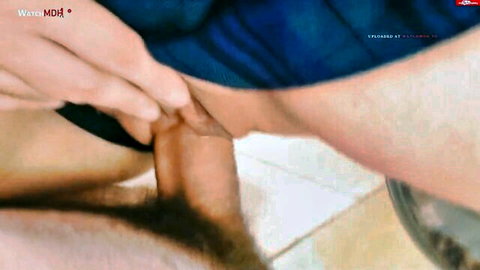 DeineFickmaus in schoolgirl dare handjob closeup, explicit penis grip