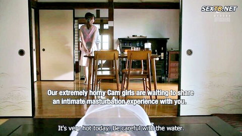 Airi Kijima in seductive Japanese robe, hot water caution scene