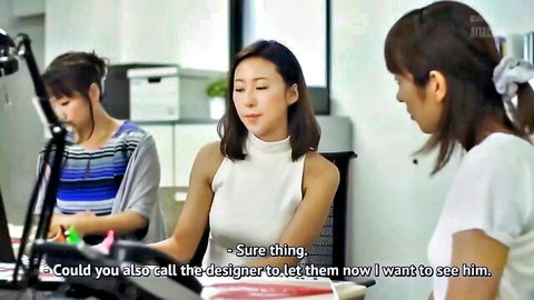 Saeko Matsushita with Japanese office women in professional attire discussing