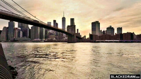 Abigail Mac New York skyline Brooklyn Bridge sunset view