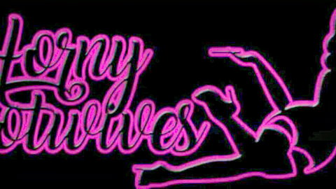Neon 'Horny Wives' sign with seductive Aliyah silhouette in lingerie pose