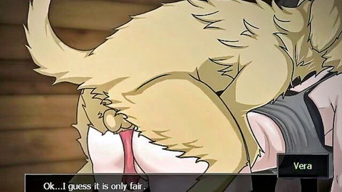 Yellow furry anthro bitch pussy stretched by thick red cock in doggystyle fuck