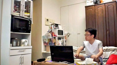 Amateur Asian husband in POV cuckold setup watching wife