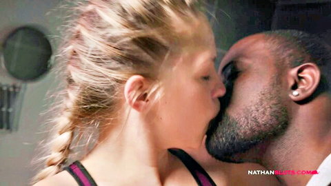 Selvaggia passionately kissing black man in bath, Nathansluts