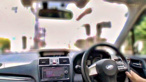 Tia Bejean in amateur car POV driving scene