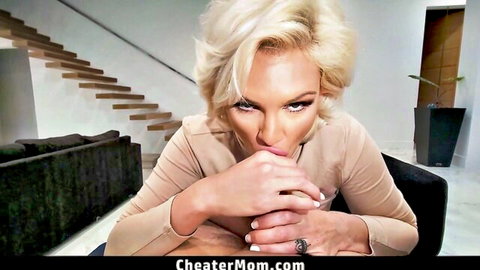 Blonde stepmom teases with seductive gaze in tight top, mortgage woes hint