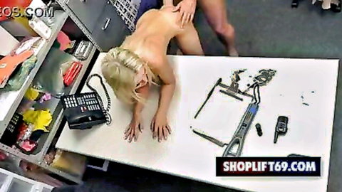 Blonde with huge ass bent over desk getting rough doggy style fucked