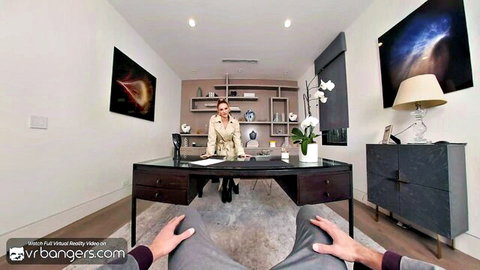 Emma Hix skinny babe in office seduction POV VR porn thumbnail