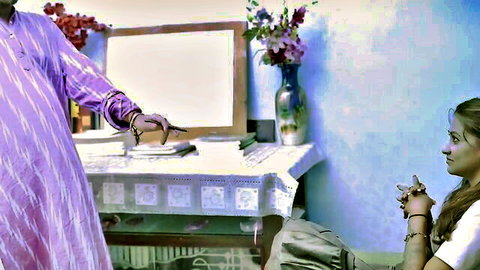 Indian teen student in sari seduced by teacher during tuition class