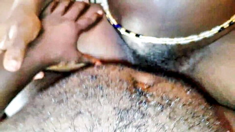 Black sugar daddy fucking young teen girlfriend in close-up missionary