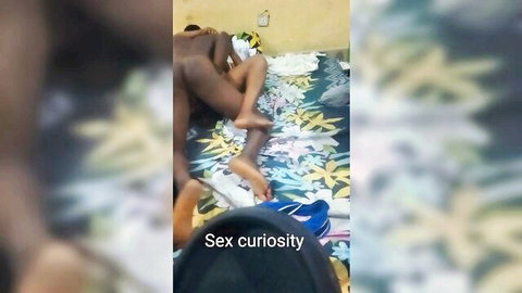 Black man and woman in intense cowgirl sex, she moans passionately
