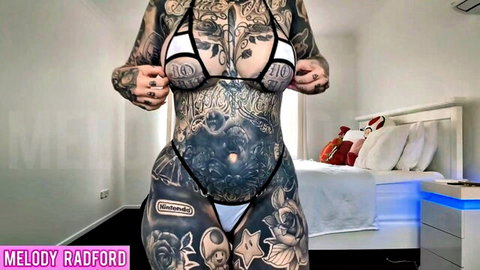 Melody Radford in sexy micro bikini try-on, tattooed curves and twerk tease