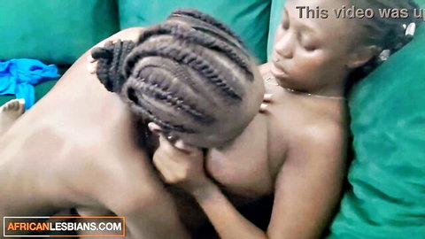 Passionate African lesbian college classmates getting freaky nude