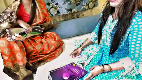 Two Desi Indian women in saree and salwar kameez chatting intimately, XXX preview