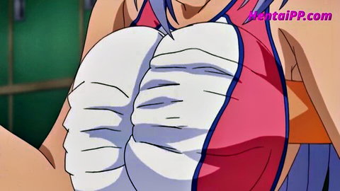 Busty anime girl with massive exposed tits in pink outfit, hentai uncensored