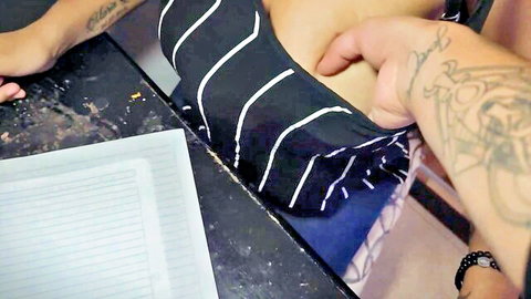 Latina student anal fucked by tattooed guy during homework session