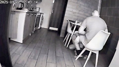 Real cheating amateur video: Man in kitchen setup for wife anal gangbang